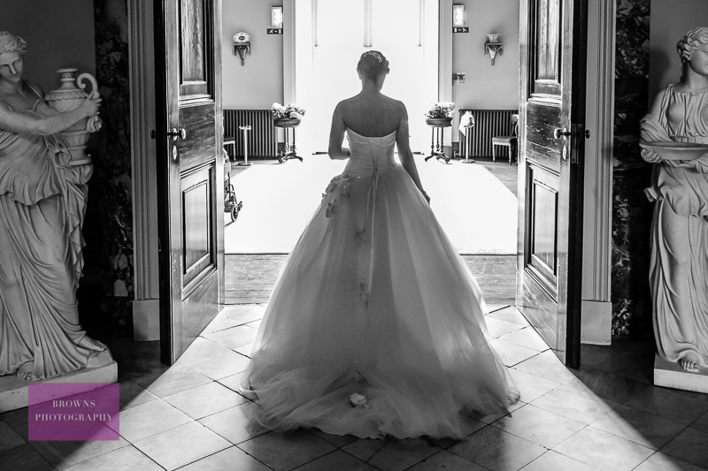 Bride on her wedding inside Wynyard Hall